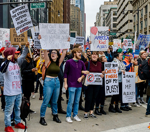 Protest in Chicago 10/28/19 in response to President Trump's visit to the city