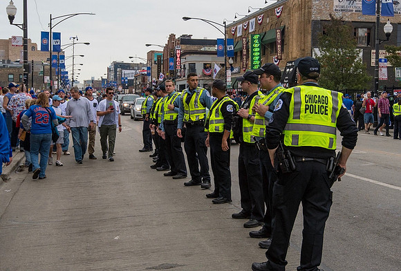 Police outside of Wrigley Field