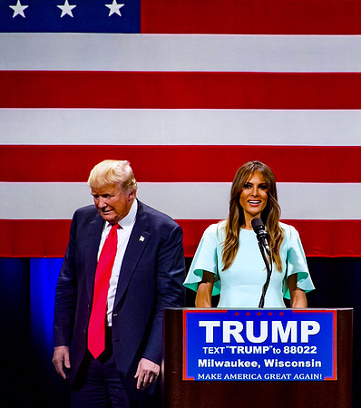 Donald & Melania Trump at rally in Milwaukee 4/4/16