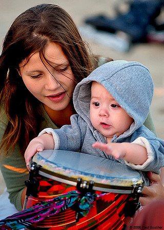 Mom & baby, drum circle
