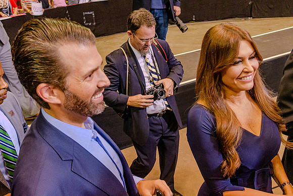 Donald Trump Jr. and Kimberly Guilfoyle at Cincinnati Trump rally 8/1/19