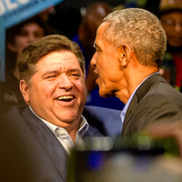 Barack Obama and JB Pritzker at rally in Chicago 11/4/18