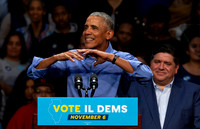 Barack Obama and JB Ptritzker at rally in Chicago 11/4/18