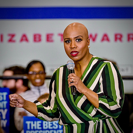 Representative Ayanna Pressley at town hall for Elizabeth Warren in Iowa City 2/1/2020