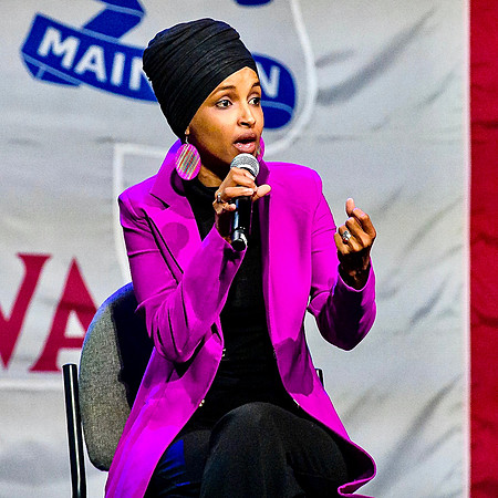 Rep Ilhan Omar at rally for Bernie Sanders in Clive Iowa 1/31/2020