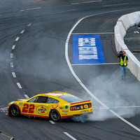 Joey Logano celebrates his win at The Nascar Clash at the LA Coliseum on 2/6/22