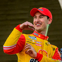 Joey Logano celebrates his win at The Nascar Clash at the LA Coliseum on 2/6/22