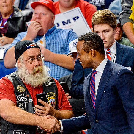 Attorney General candidate Daniel Cameron greets supporter at Trump rally in Lexington KY 11/4/19