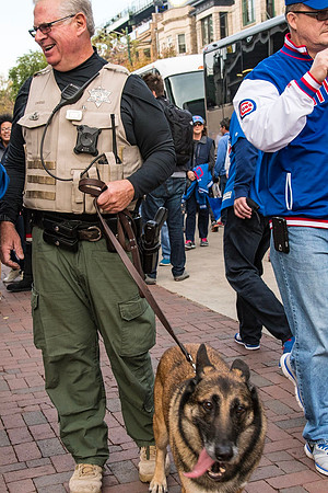Police Officer with Dog outside of Wrigley Field