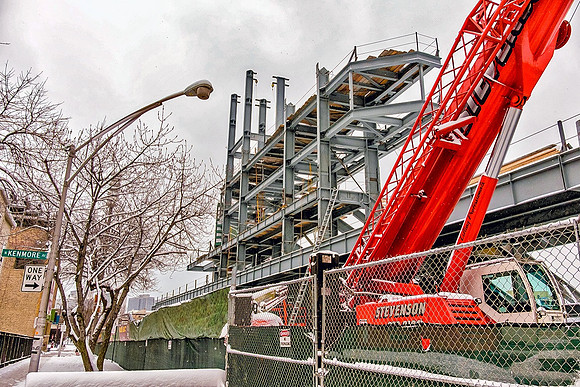 Wrigley Construction in snow 3/23/15